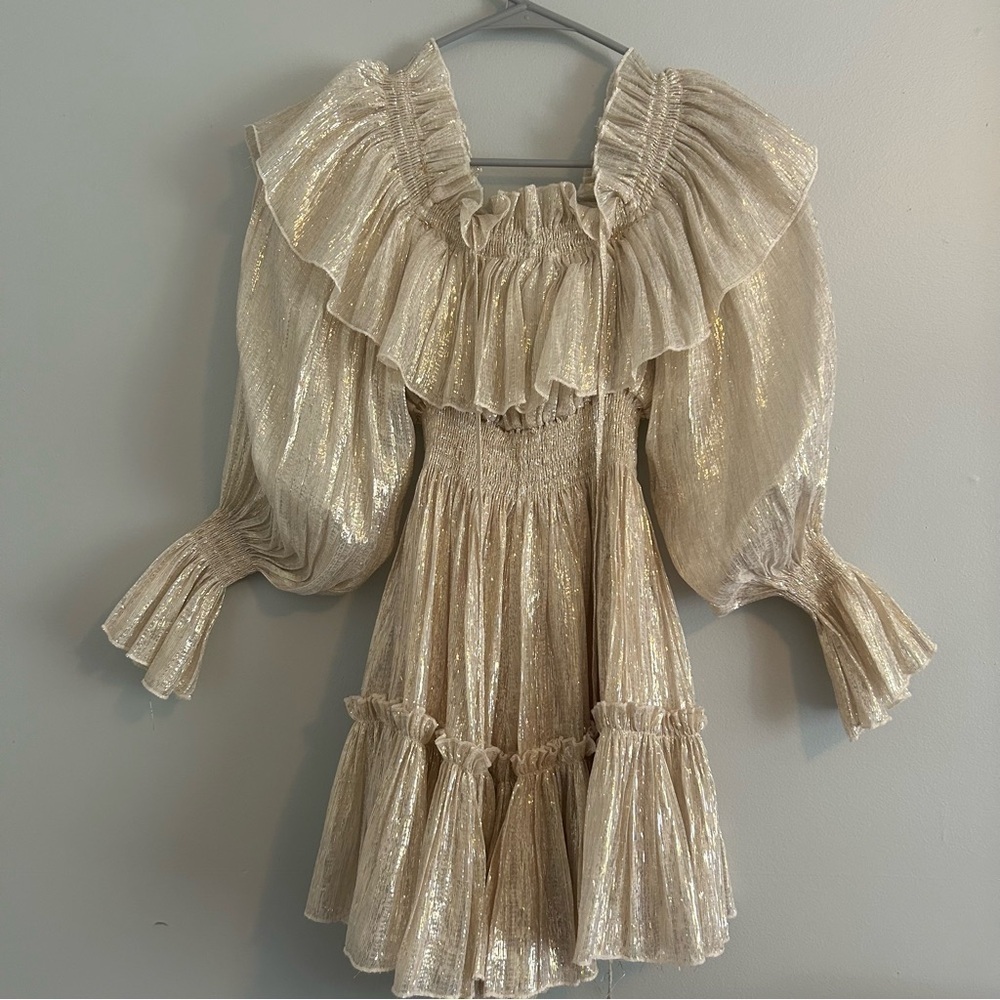 Alice McCall Metallic Ruffle Off‎ the Shoulder Mini Romper - Picture 9 of 9